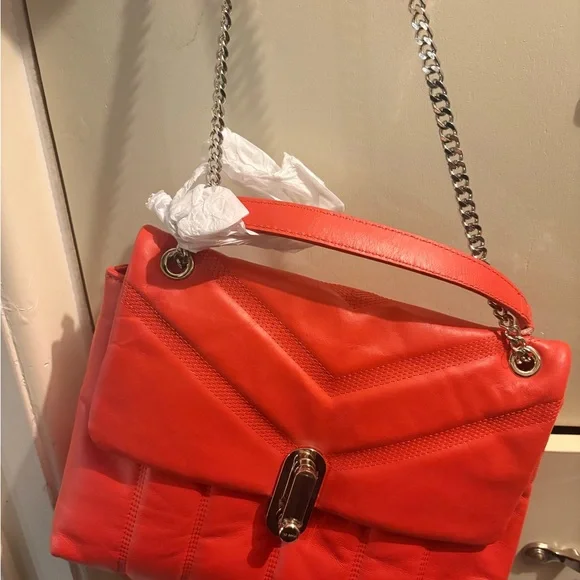 Ted Baker Bold Orange Crossbody Bag with Chain Detail - Picture 12 of 12